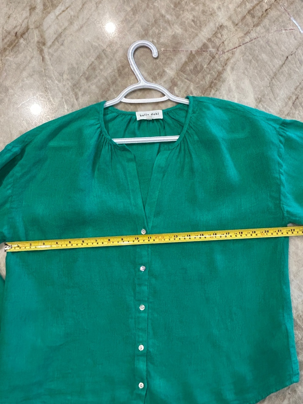 Bella Dahl 100% Linen Kelly Green Blouse Size M - Picture 5 of 7